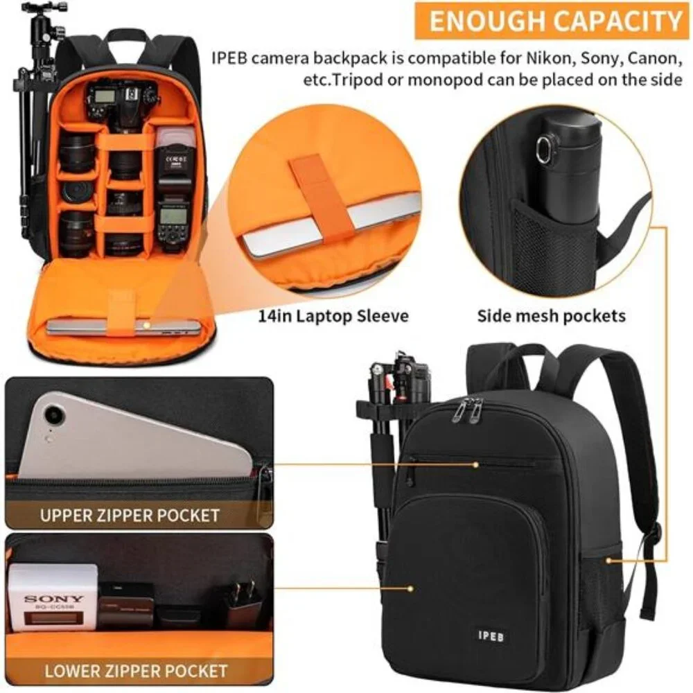 Camera Backpack for DSLR/SLR/Mirrorless Bag Waterproof Camera Case